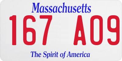 MA license plate 167AO9