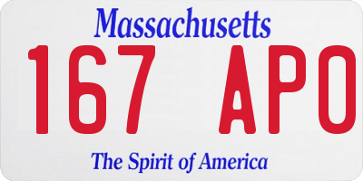 MA license plate 167AP0