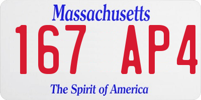 MA license plate 167AP4