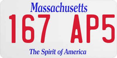 MA license plate 167AP5