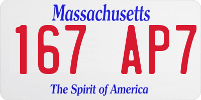 MA license plate 167AP7