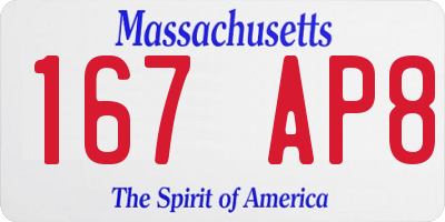 MA license plate 167AP8