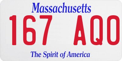MA license plate 167AQ0