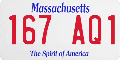 MA license plate 167AQ1
