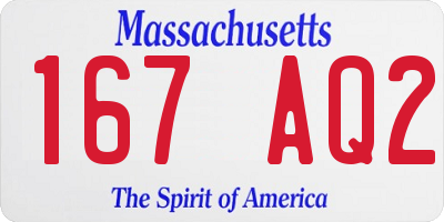 MA license plate 167AQ2