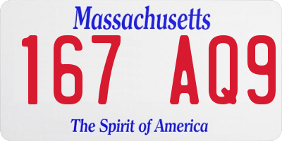 MA license plate 167AQ9