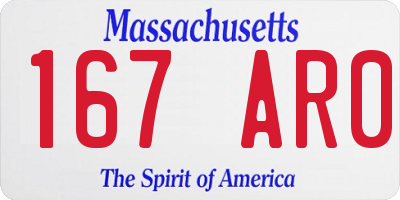 MA license plate 167AR0