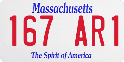 MA license plate 167AR1
