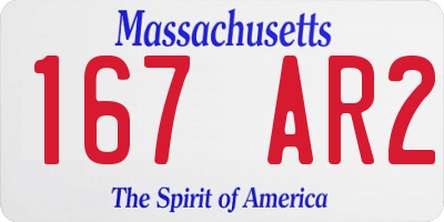 MA license plate 167AR2