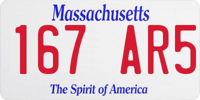 MA license plate 167AR5