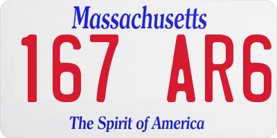 MA license plate 167AR6
