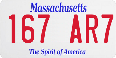 MA license plate 167AR7