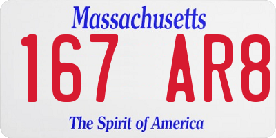 MA license plate 167AR8