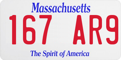 MA license plate 167AR9