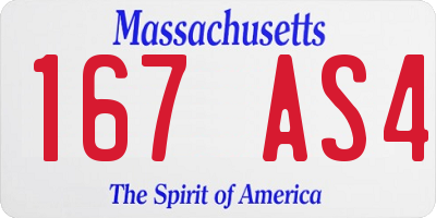 MA license plate 167AS4