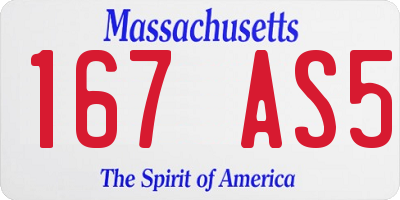 MA license plate 167AS5