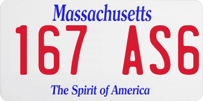 MA license plate 167AS6