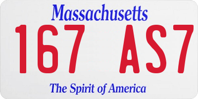 MA license plate 167AS7