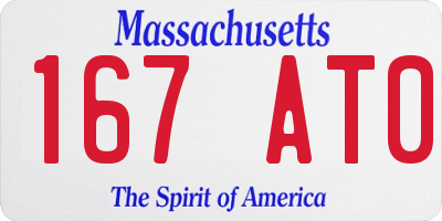 MA license plate 167AT0