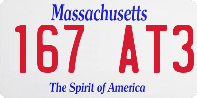 MA license plate 167AT3