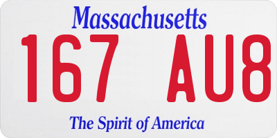 MA license plate 167AU8