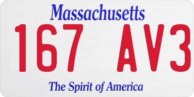 MA license plate 167AV3