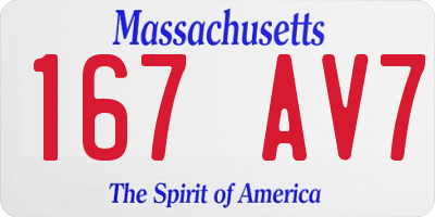 MA license plate 167AV7