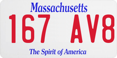 MA license plate 167AV8