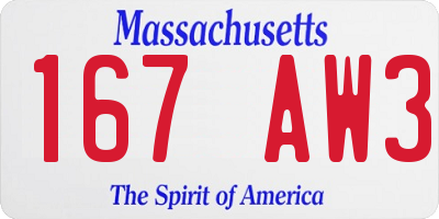 MA license plate 167AW3