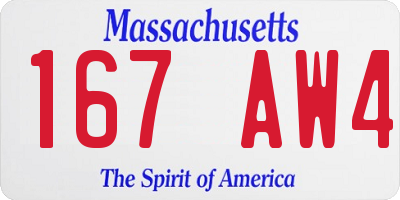 MA license plate 167AW4