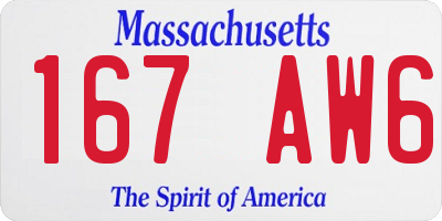 MA license plate 167AW6