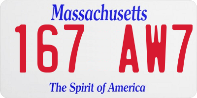 MA license plate 167AW7