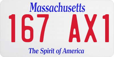 MA license plate 167AX1