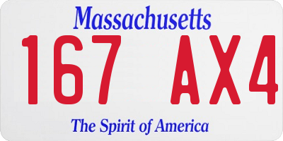 MA license plate 167AX4