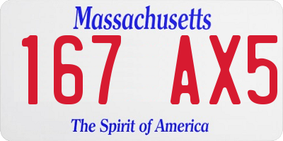 MA license plate 167AX5