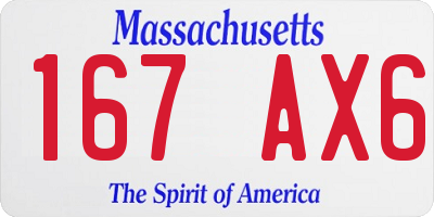 MA license plate 167AX6