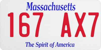 MA license plate 167AX7
