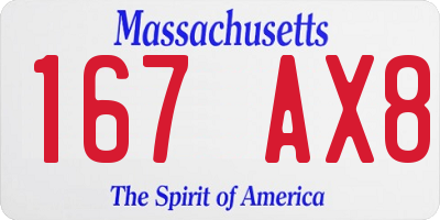 MA license plate 167AX8