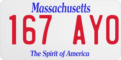 MA license plate 167AY0