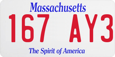 MA license plate 167AY3