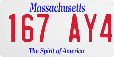 MA license plate 167AY4