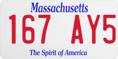 MA license plate 167AY5