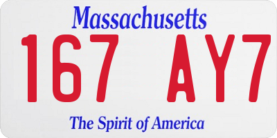MA license plate 167AY7