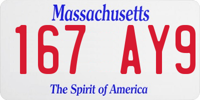 MA license plate 167AY9