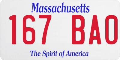MA license plate 167BA0