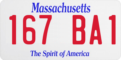 MA license plate 167BA1