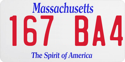 MA license plate 167BA4