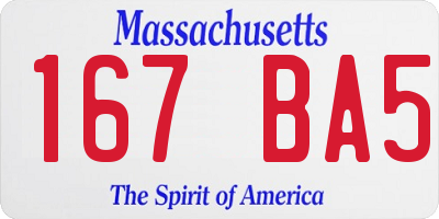 MA license plate 167BA5