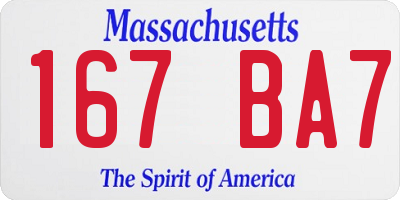 MA license plate 167BA7