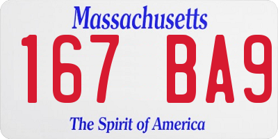 MA license plate 167BA9